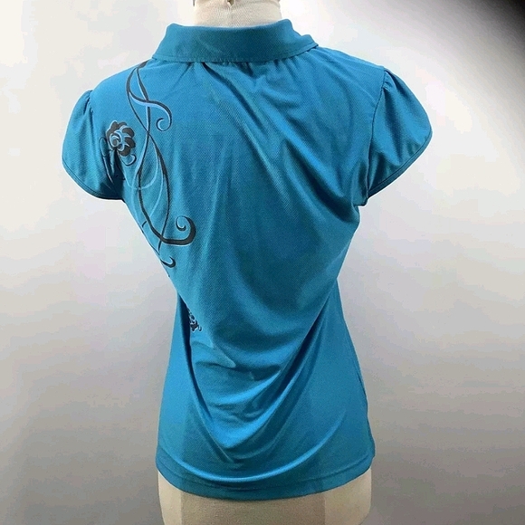 🎀CLEARANCE🎉 ATHLETA sporty aqua snap up top. Retro excellent. - Picture 5 of 7